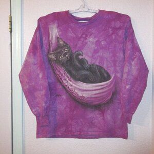 The Mountain Cat In The Cradle T-Shirt Size M Purple Long Sleeves Kitten Graphic